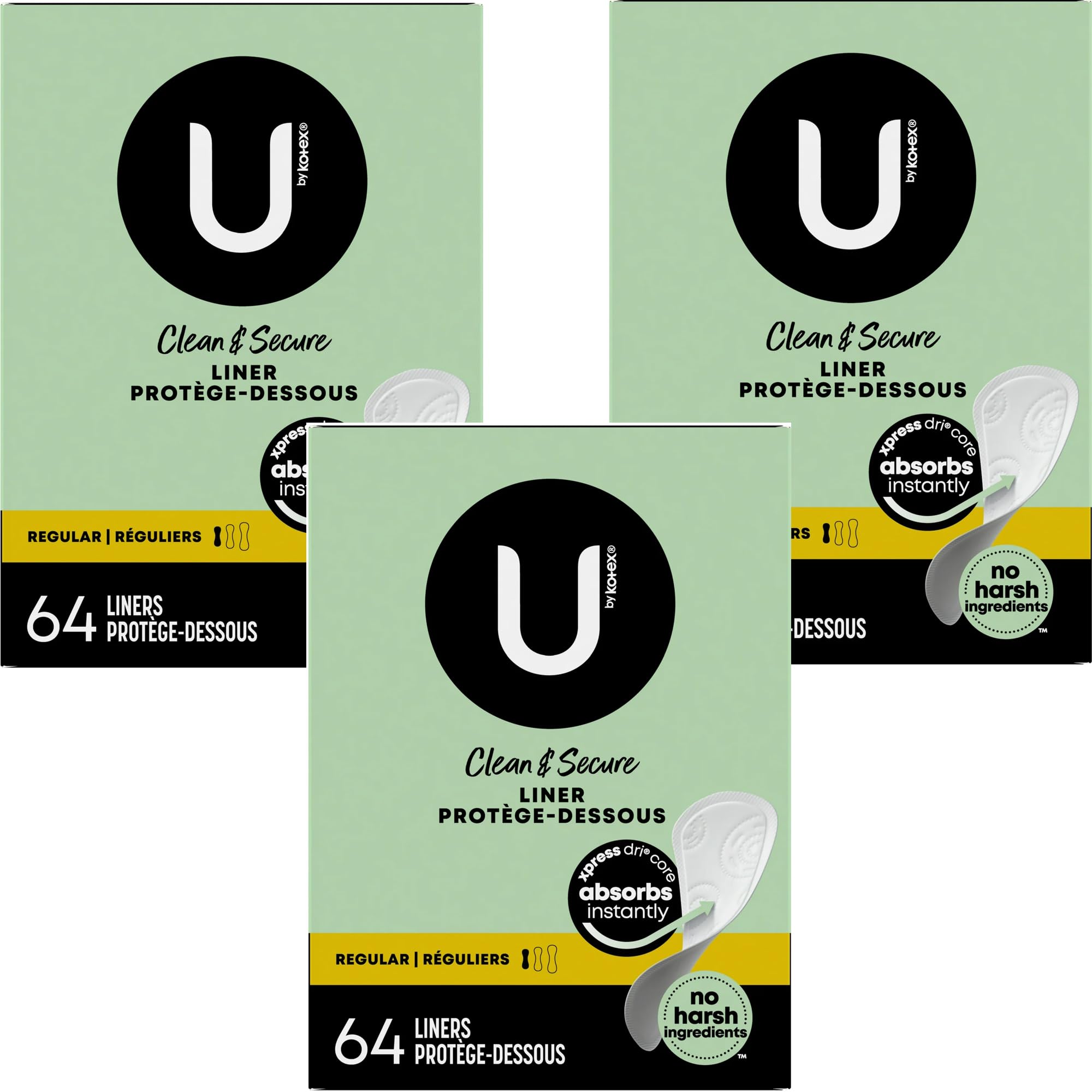 Kotex Lightdays Liners Regular soft-silky pack closeup for daily comfort and discreet wear.