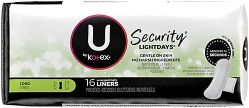 Kotex Natural Balance long absorbent liners close-up of material and core.