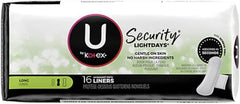 Kotex Natural Balance long absorbent liners close-up of material and core.