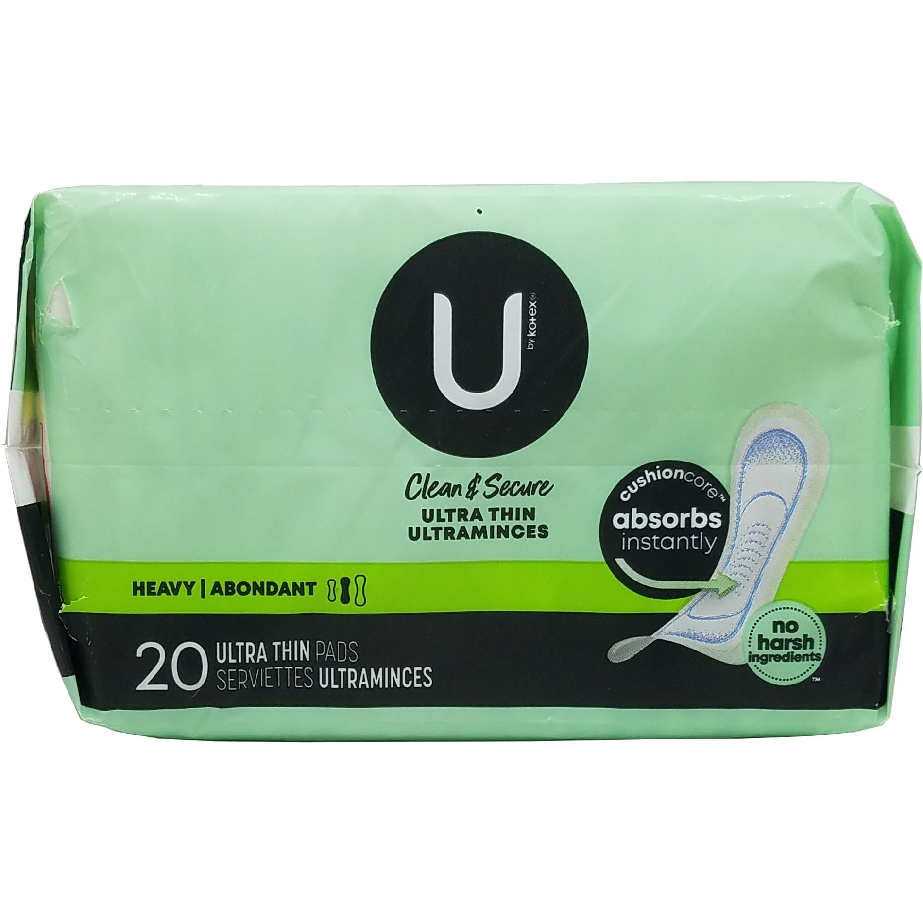 Kotex Security Ultra Thin Pads Long Xpress DRI cover demonstrates rapid absorption for confidence.