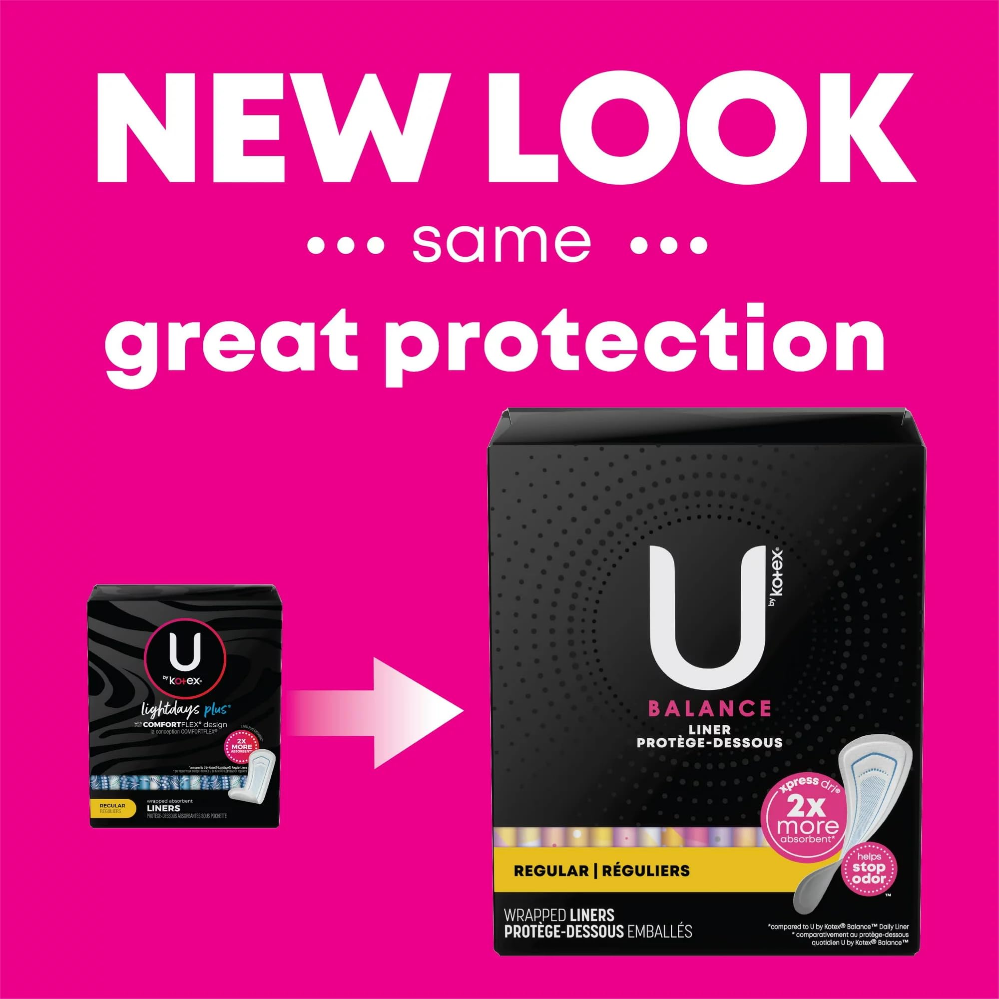 U by Kotex Curves unscented liners designed for sensitive skin comfort