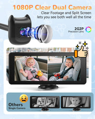 KOUENOM front and rear cameras capture a wide 140-degree view of the back seat.