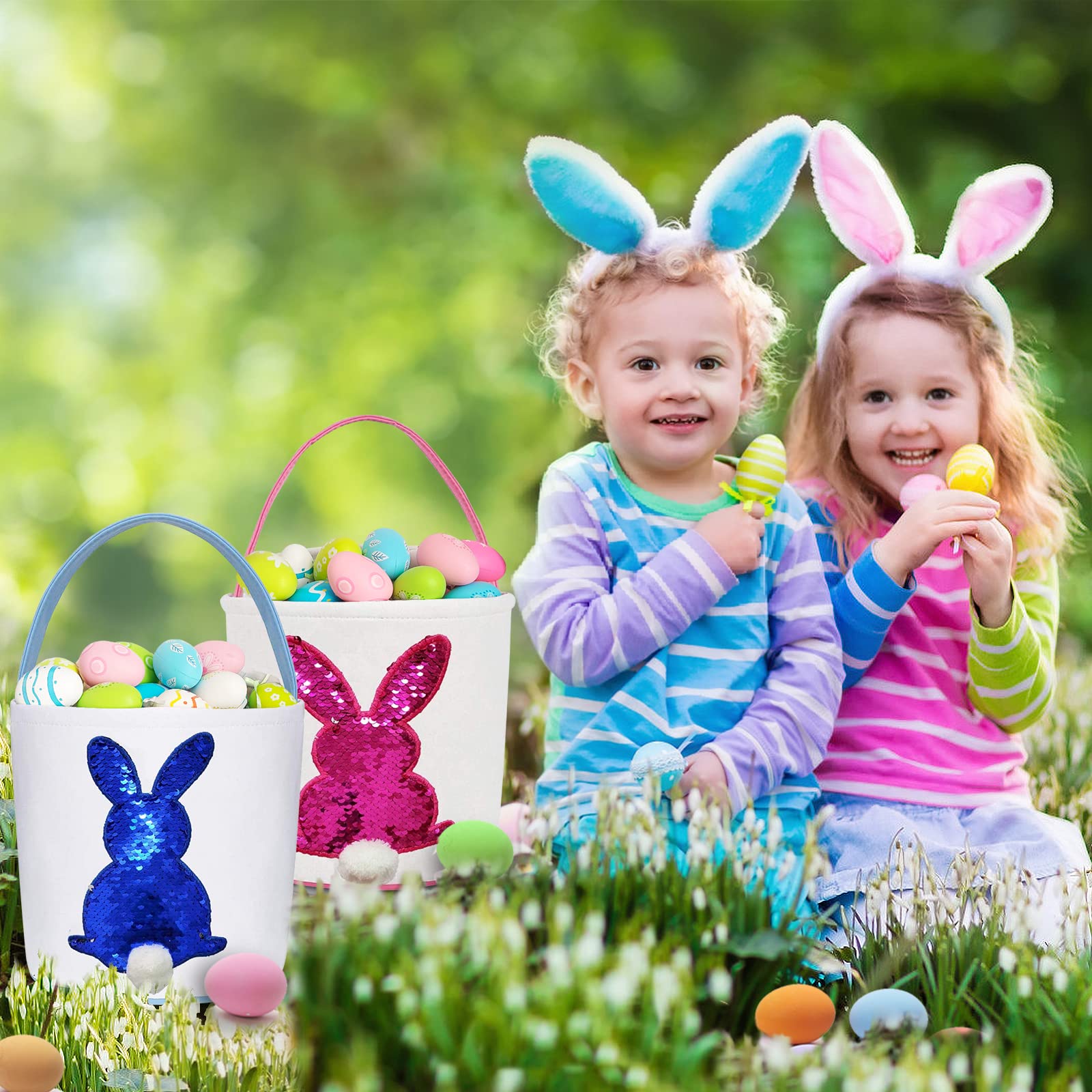KOUQIYA lightweight 120g basket with a carry handle for easy egg hunts