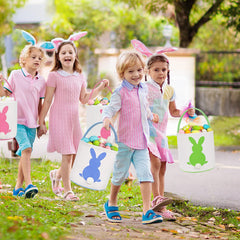KOUQIYA Easter Bunny Basket blue, portable and kid-friendly.