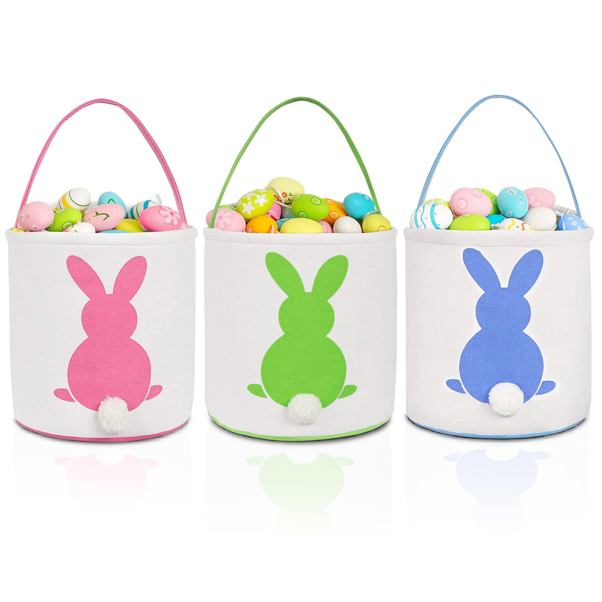 KOUQIYA Easter Bunny Basket pink, ideal for colorful egg hunts.