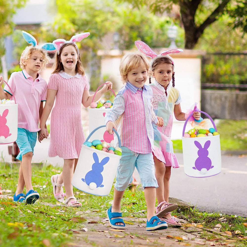 KOUQIYA lightweight bunny basket with handle for portable egg hunts.