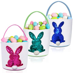 KOUQIYA Easter Bunny Baskets sets in pink, blue and green ideal for family egg hunts