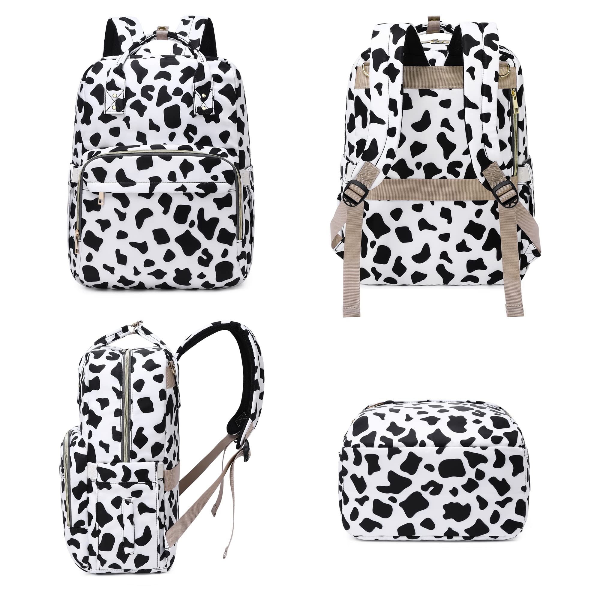 Kouxunt cow print diaper bag luggage strap for easy travel.