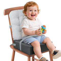 KOXUIUF booster seat with backrest cushions fits most chairs for stable meals.