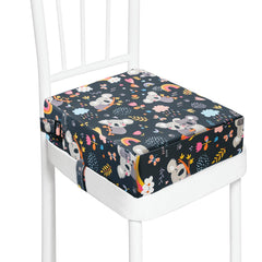 KOXUIUF toddler booster seat on chair provides stable seating for comfortable meals.
