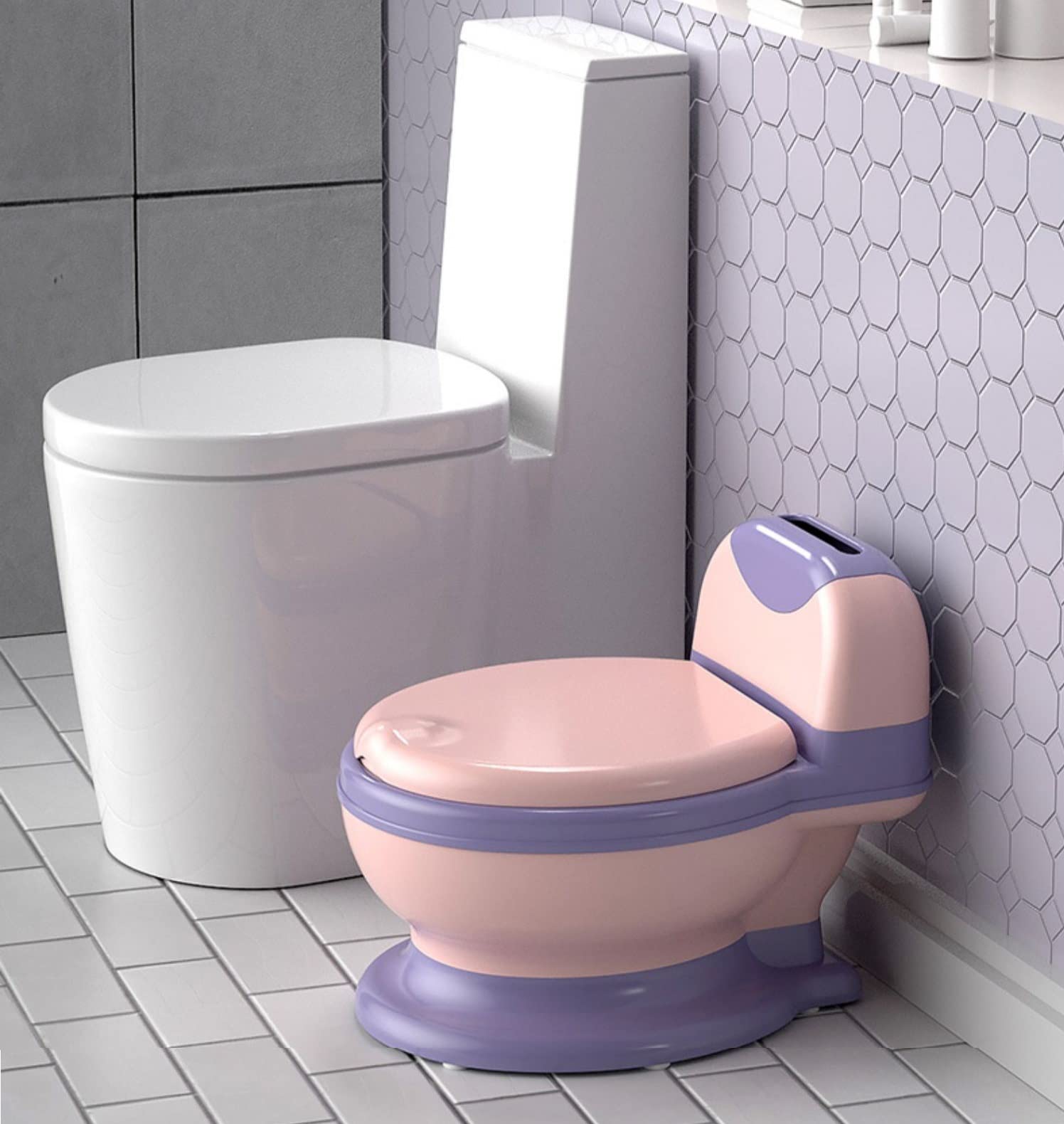 Backrest feature on the Koyosnier potty provides added support during seating.