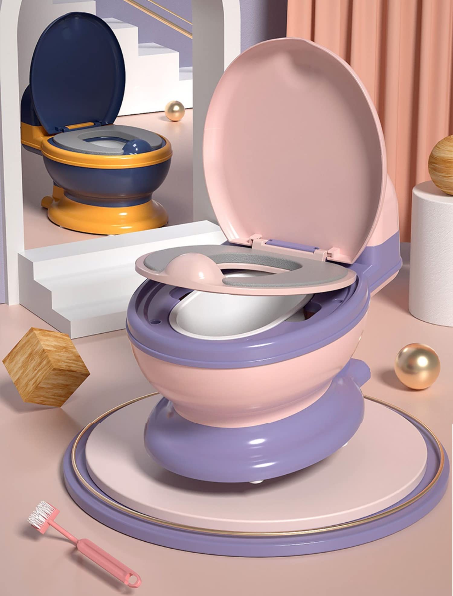 Removable pot on the Koyosnier potty allows easy cleaning and quick setup.