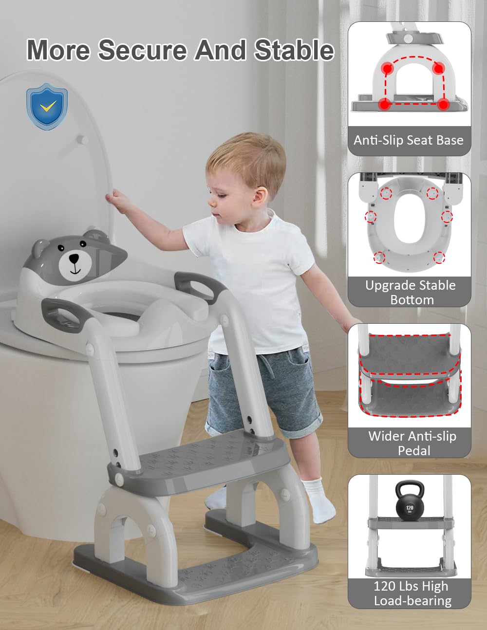 Koyosnier potty seat height-adjustable with 8 positions supports growing toddlers.