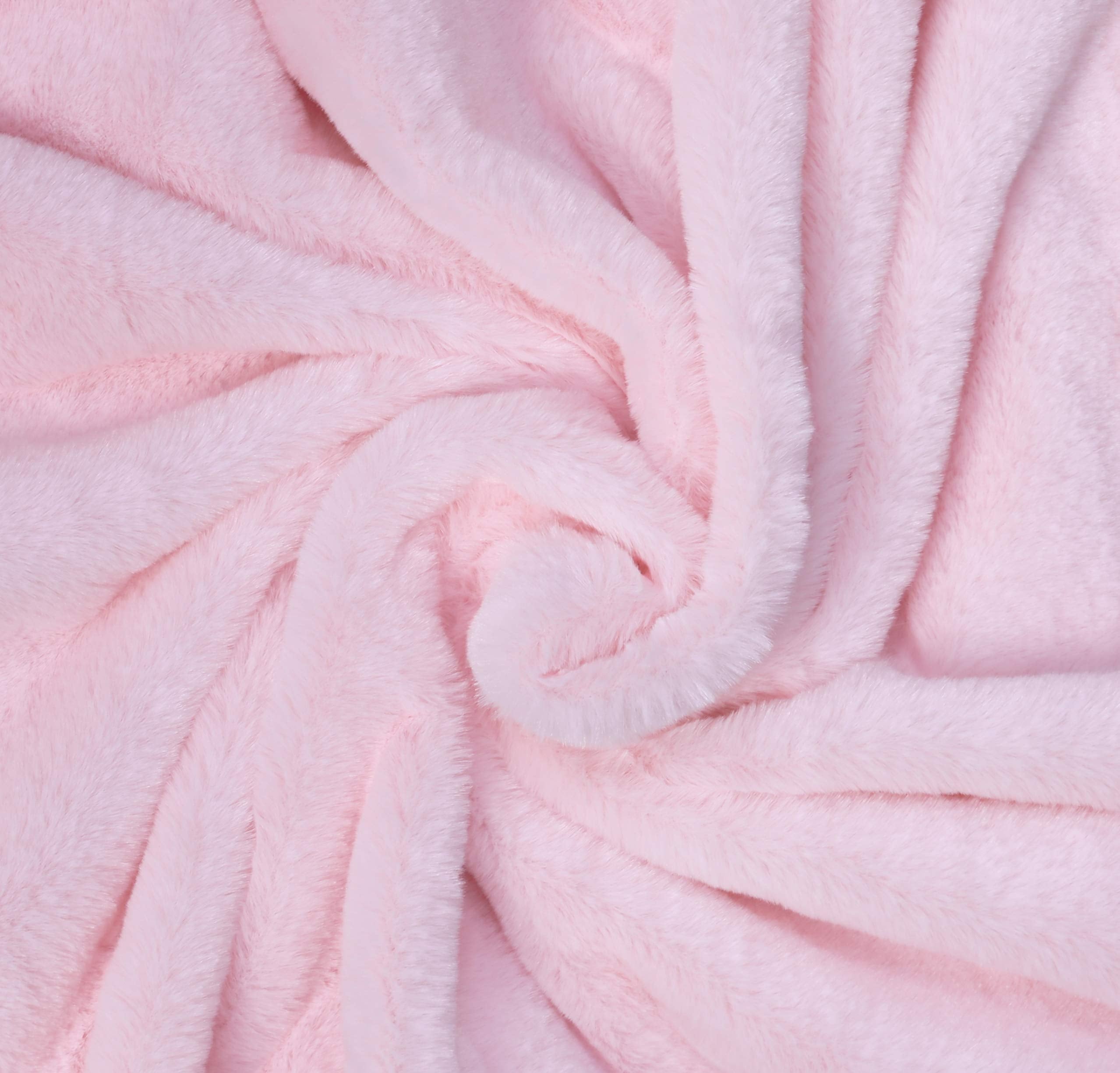 KOYOU Baby Pink blanket shows satin trim on one side for a silky, calming touch.