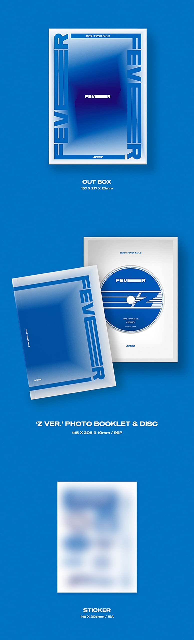 KQ Ent ATEEZ ZERO FEVER Part 3 bundle contents displayed for collectors