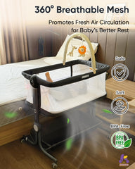 KRIDDO 2-in-1 baby bassinet tilt option supports comfortable feeding positions