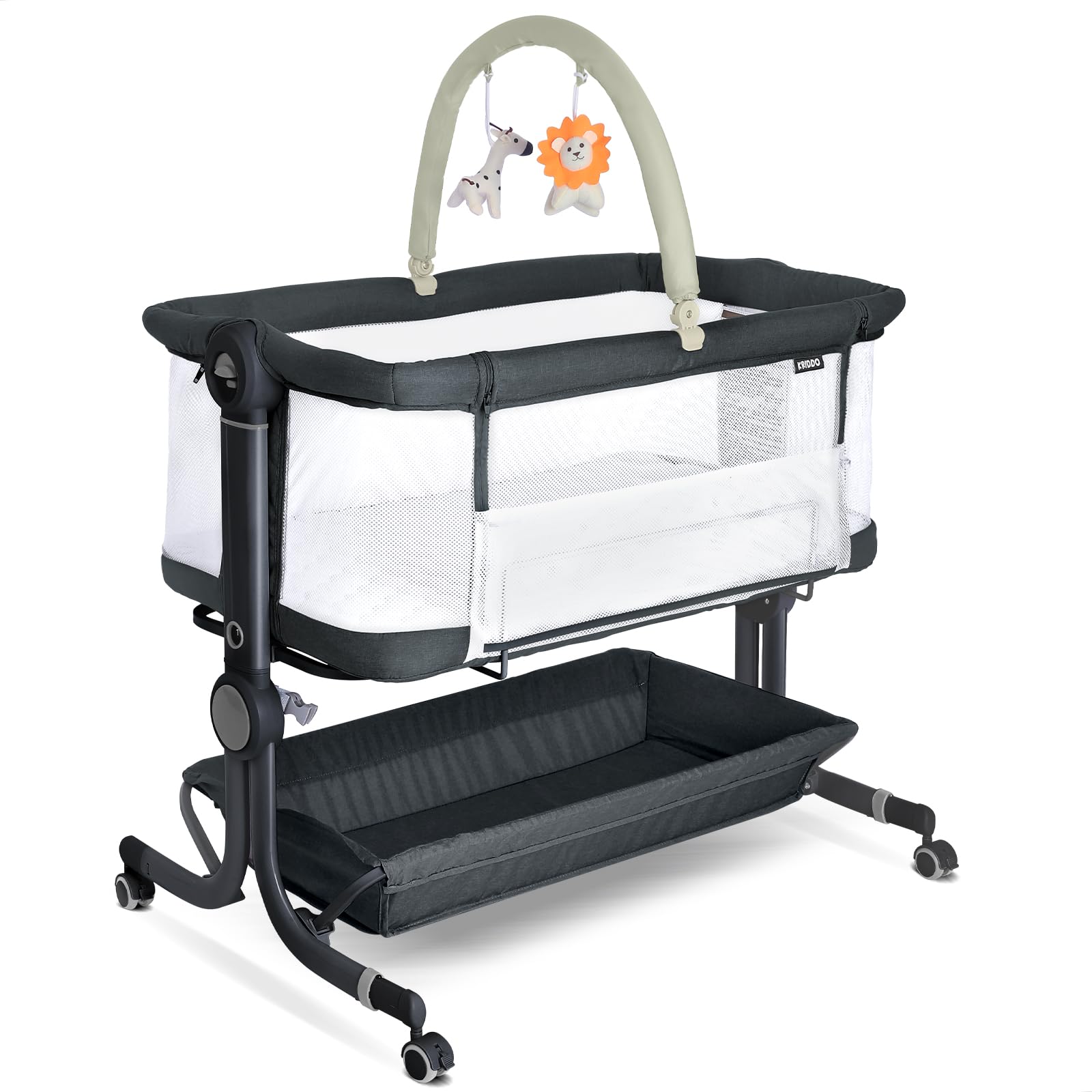 KRIDDO 2-in-1 baby bassinet safety features include lockable wheels