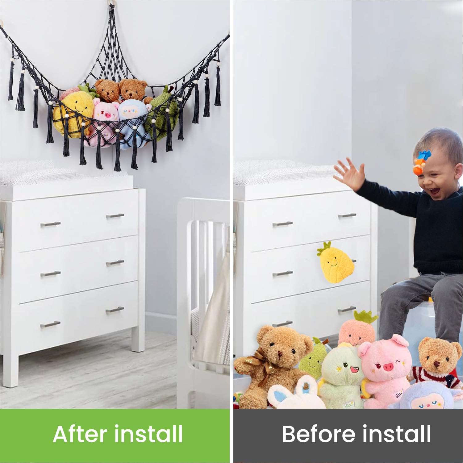 Krislait installation steps transform a cluttered corner into order