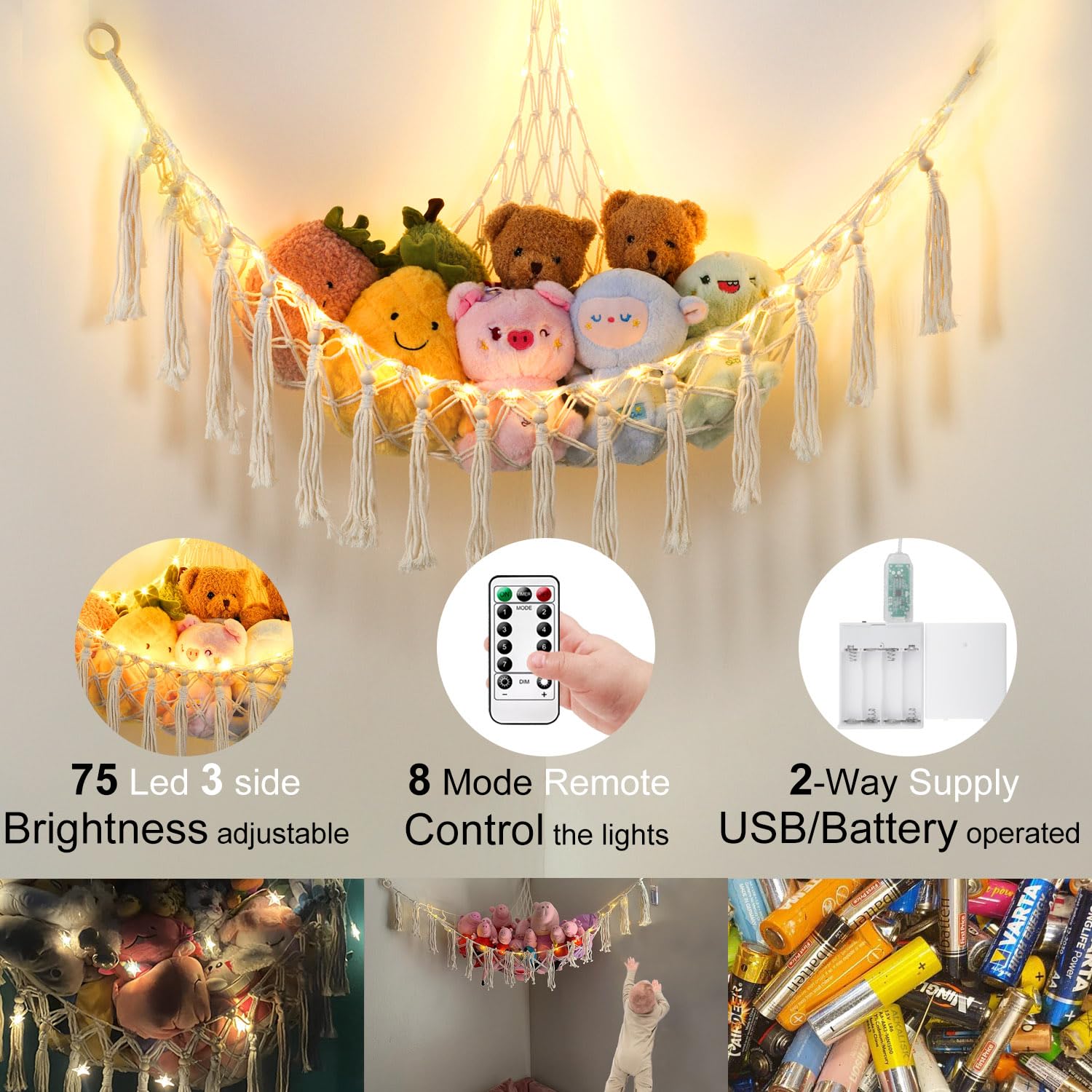 Krislait 75 LEDs USB lighting runs along three sides for warm, ambient visibility