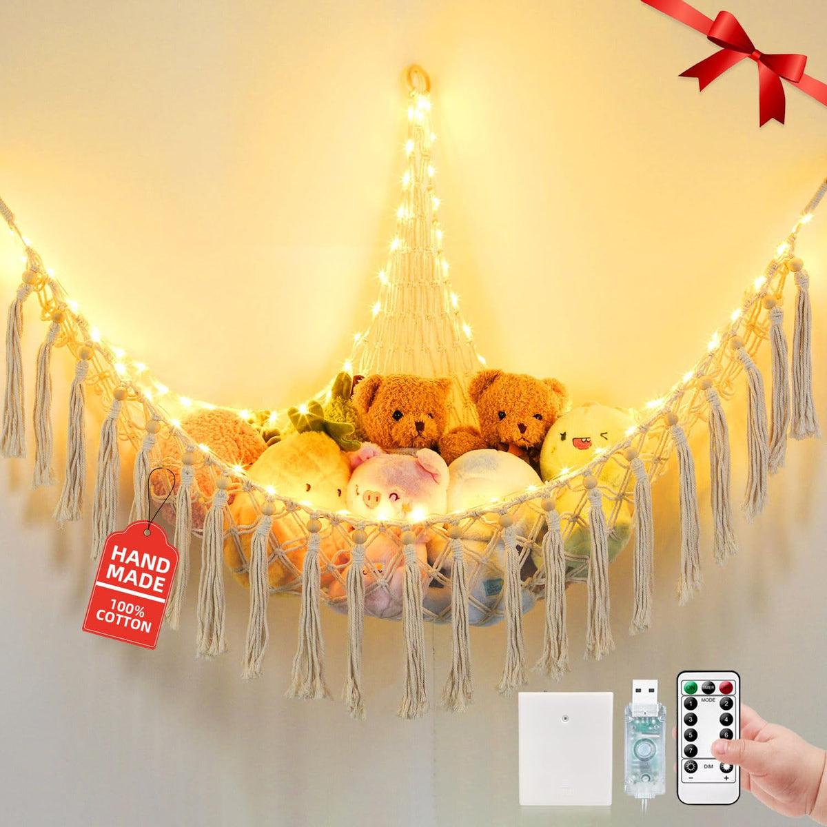 Krislait stuffed animal hammock in 55-inch size offering tidy toy storage