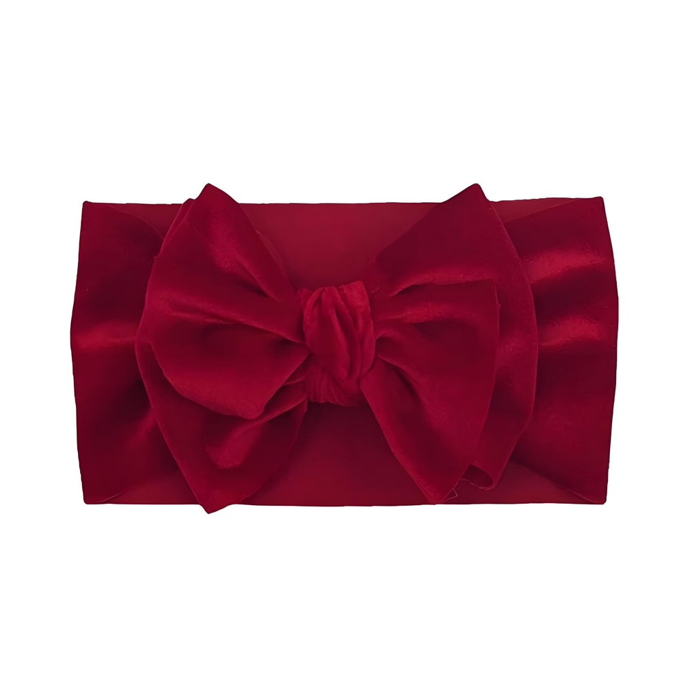 Kryoflare red bow baby headwrap velvet offers gentle comfort for delicate heads.