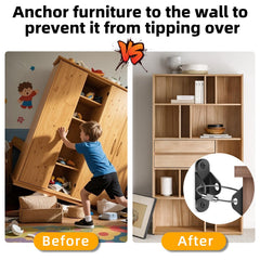 KRYVLEXA anti-tip kit for bookcases prevents tipping during daily use.