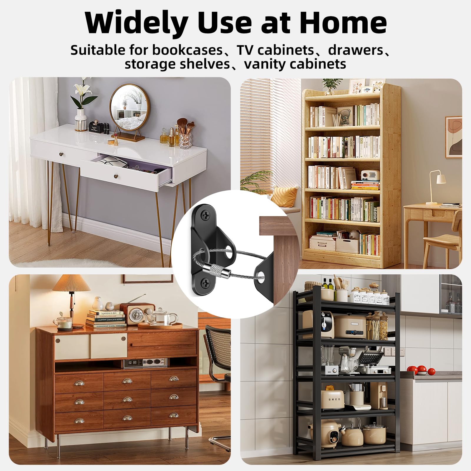 KRYVLEXA anti-tip kit for TV cabinets keeps entertainment centers upright safely.