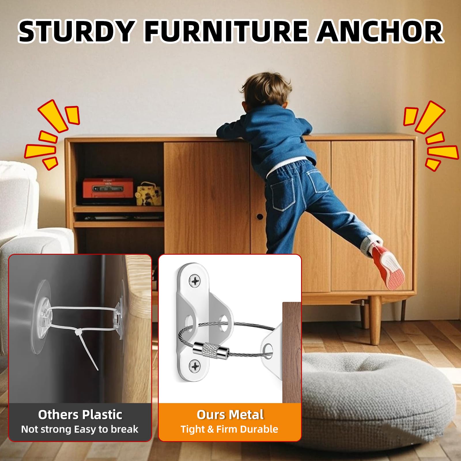 KRYVLEXA white furniture anchors pack ready to install.