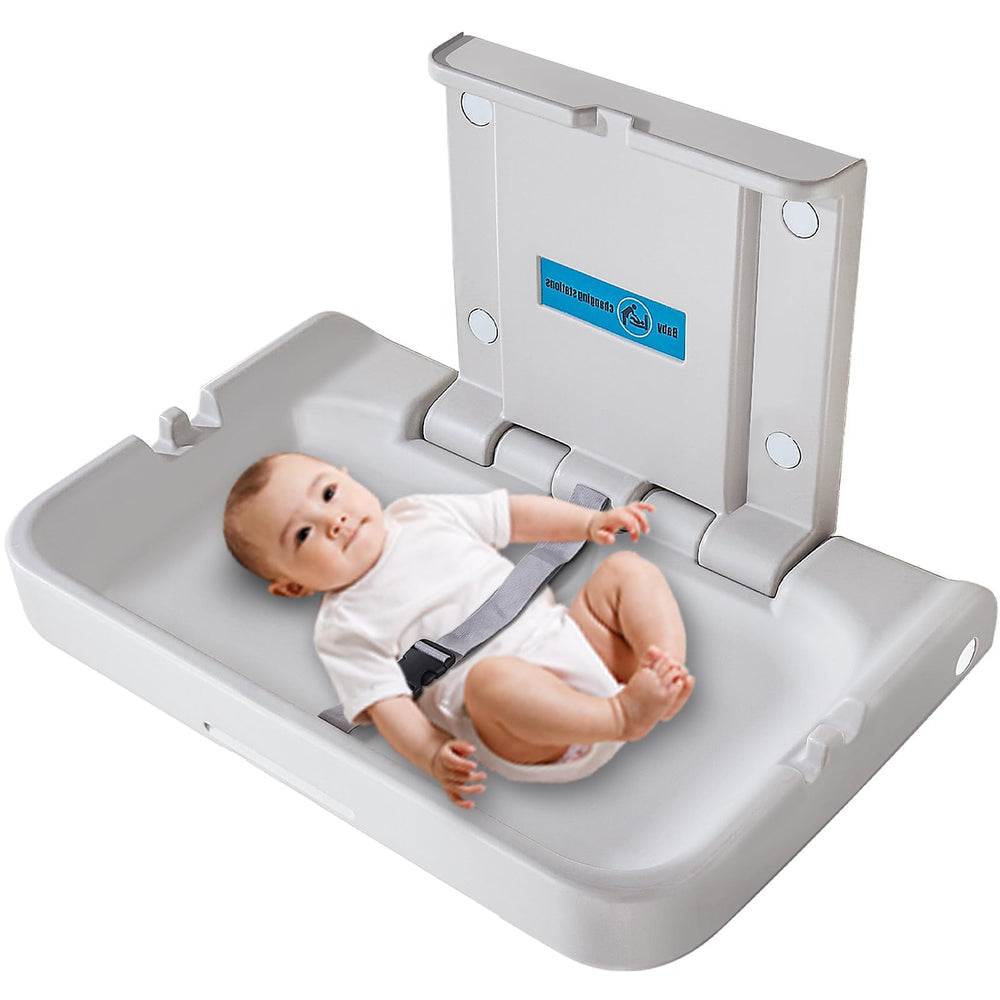 KSITEX wall-mounted baby changing station with silent-close action for quiet diaper changes