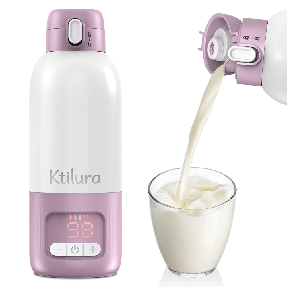 Ktilura bottle warmer in travel setup with compact design for on-the-go feeding.