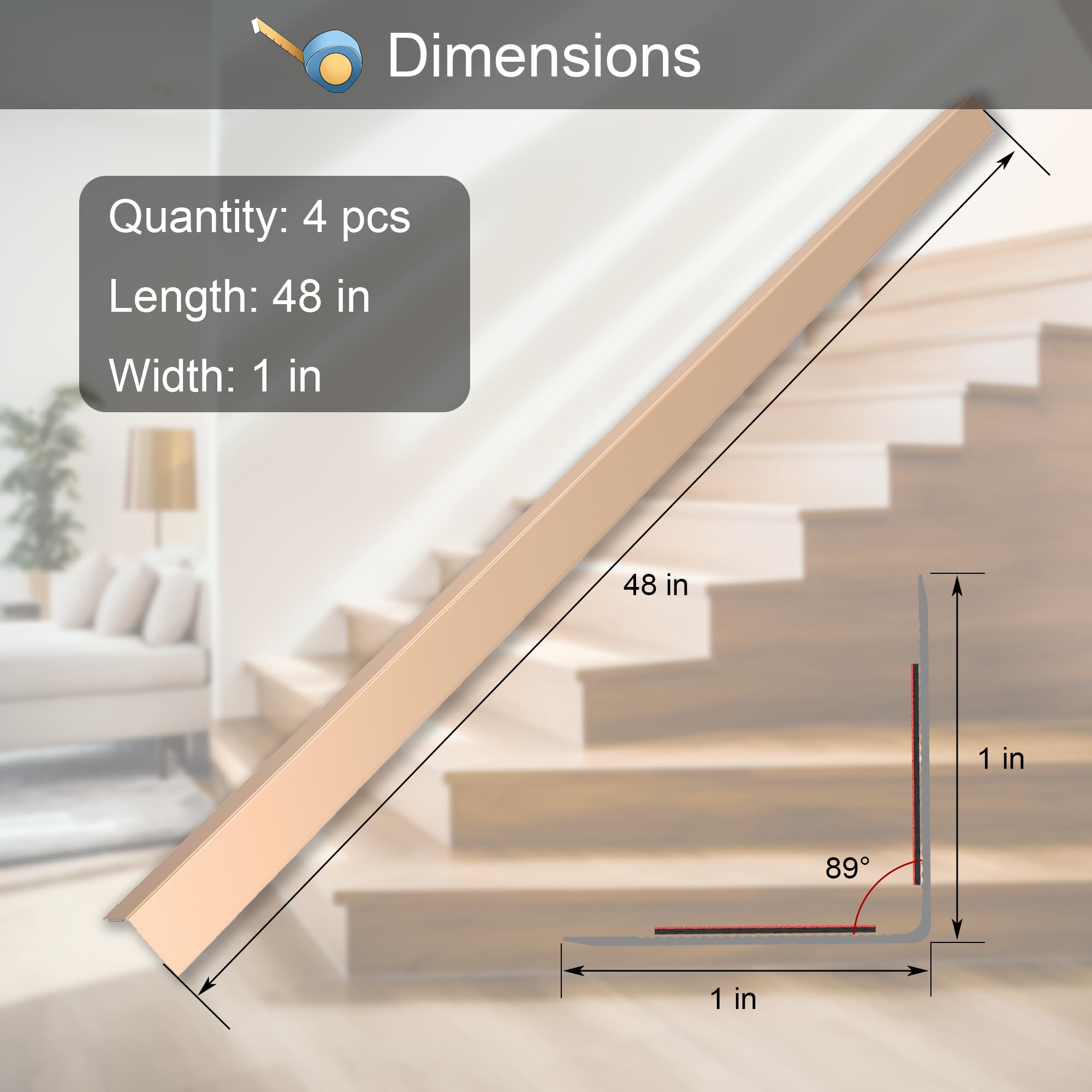 KTINITK gold 48in pack of corner protectors enables versatile installations.