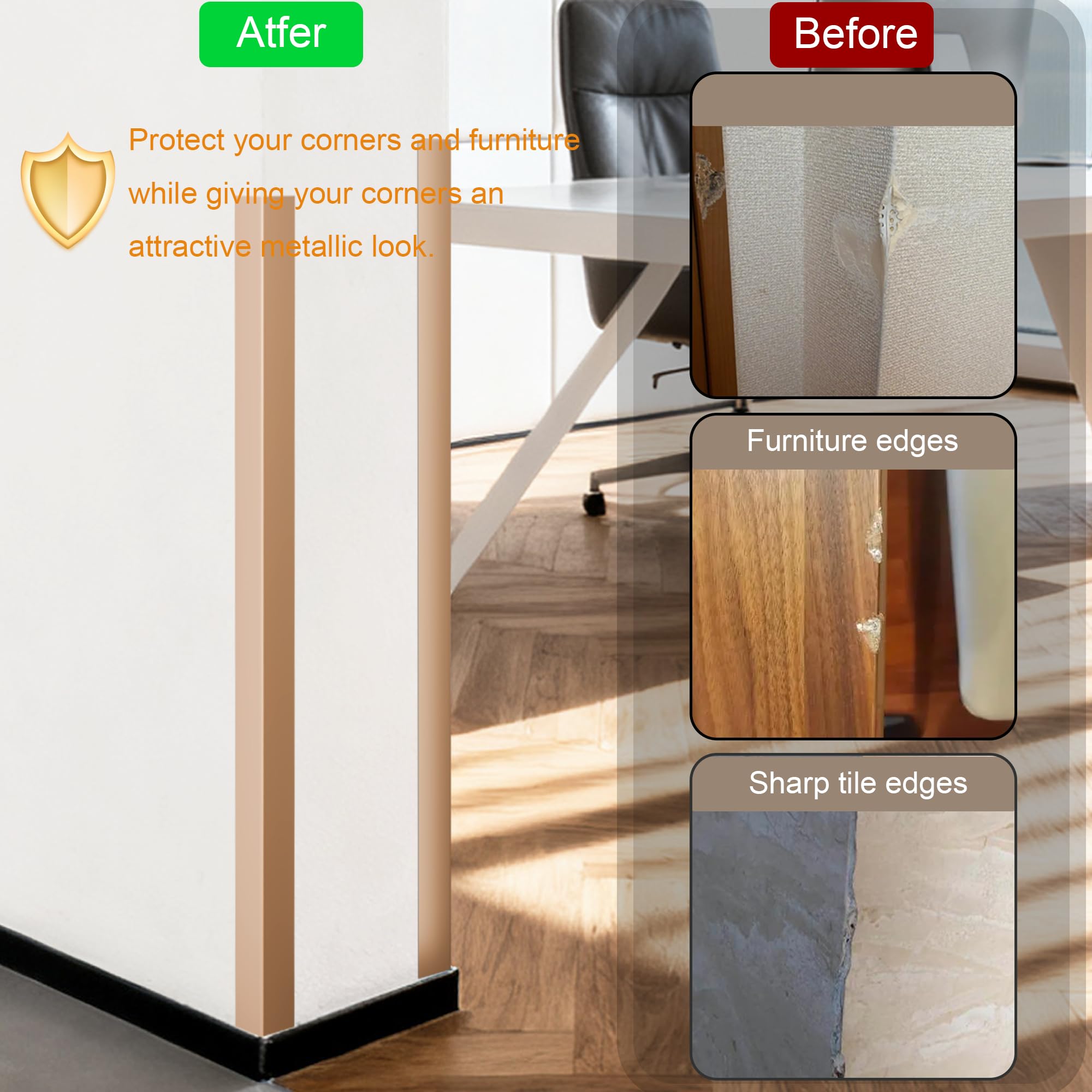 KTINITK gold finish edge protection enhances decor