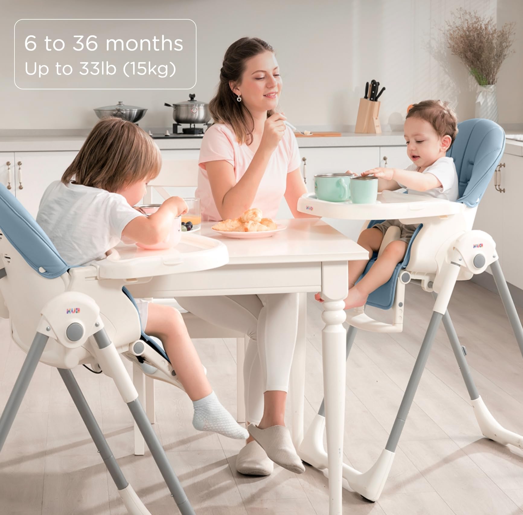 Kub 5-point harness and leg divider enhance mealtime safety