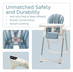 Kub high chair offers seven-height adjustments for growing children