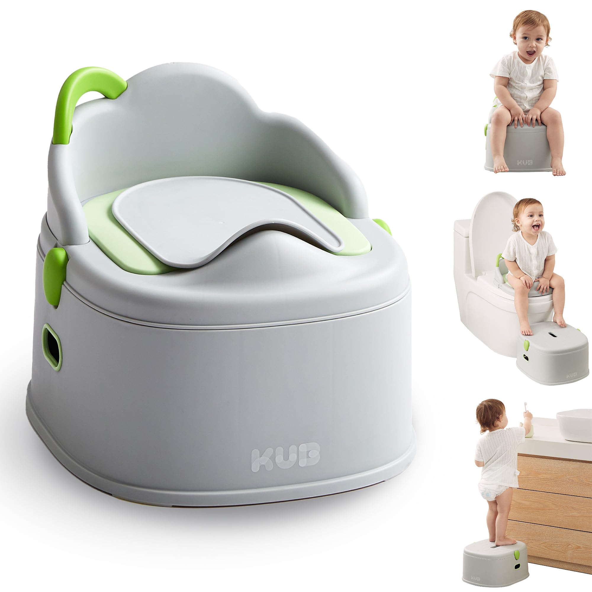 KUB 3-in-1 potty trainer chair overview showing stable base for safe training.
