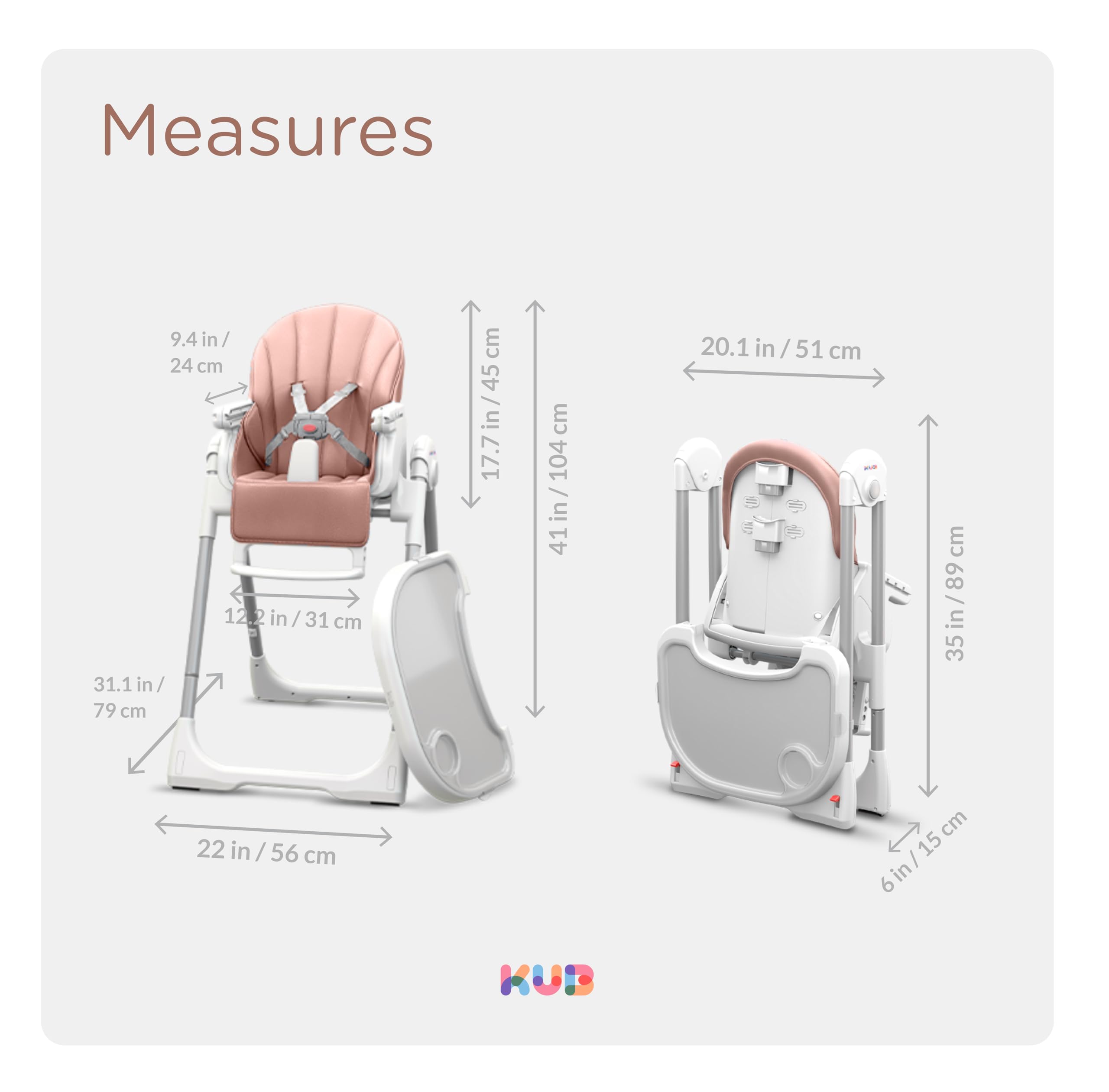 KÜB high chair with 4 recline/tilt options for comfort