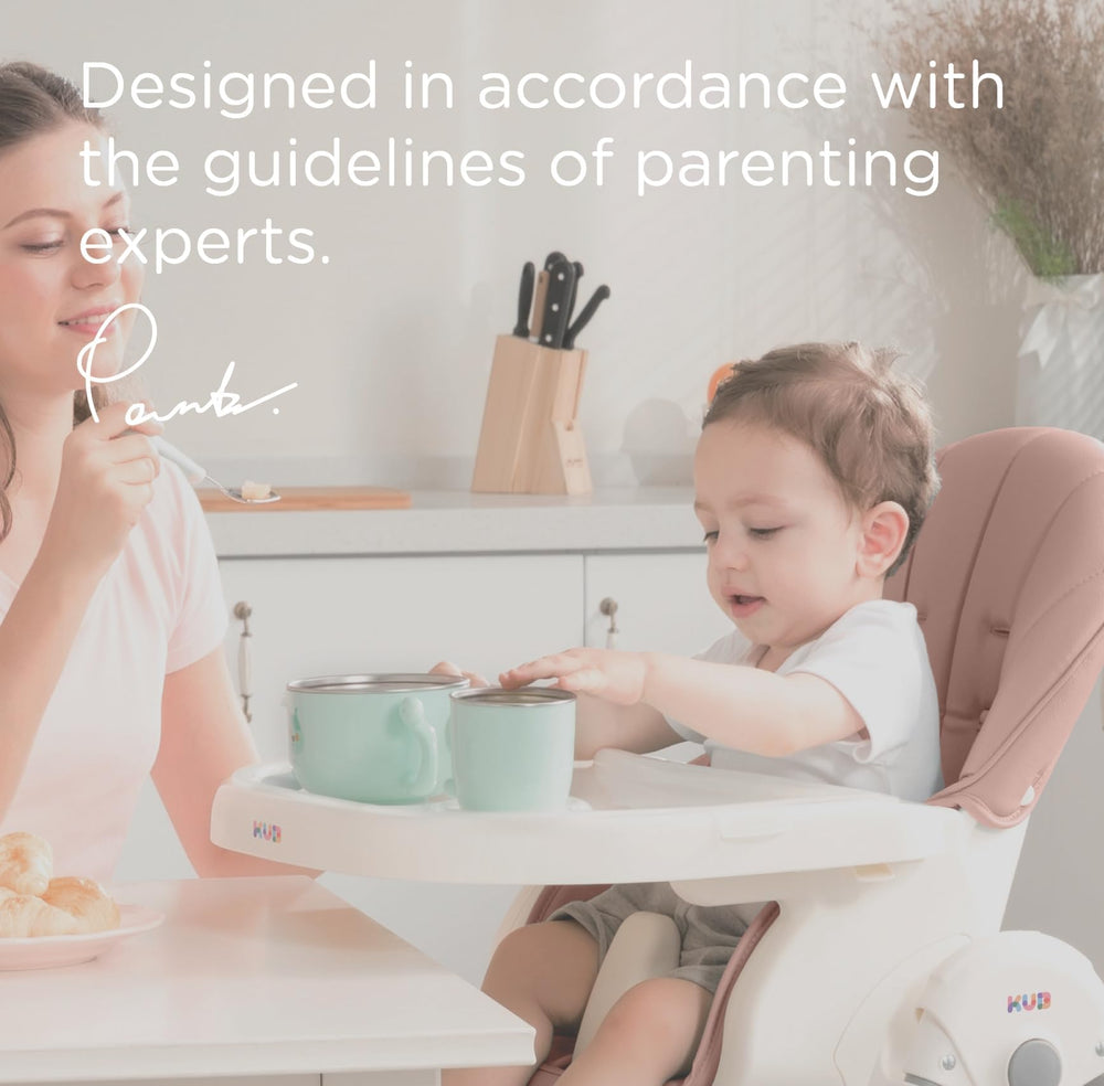 5-point harness keeps little diners secure during meals.