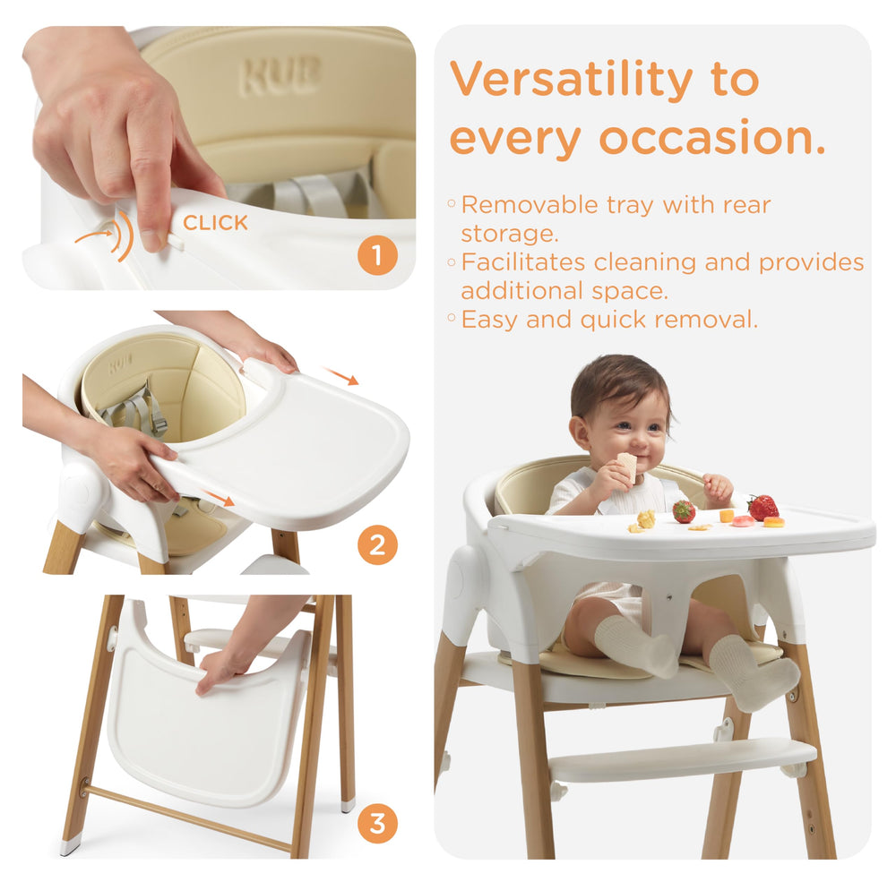 KUB high chair foldable-space-saver fits small kitchens and corners.