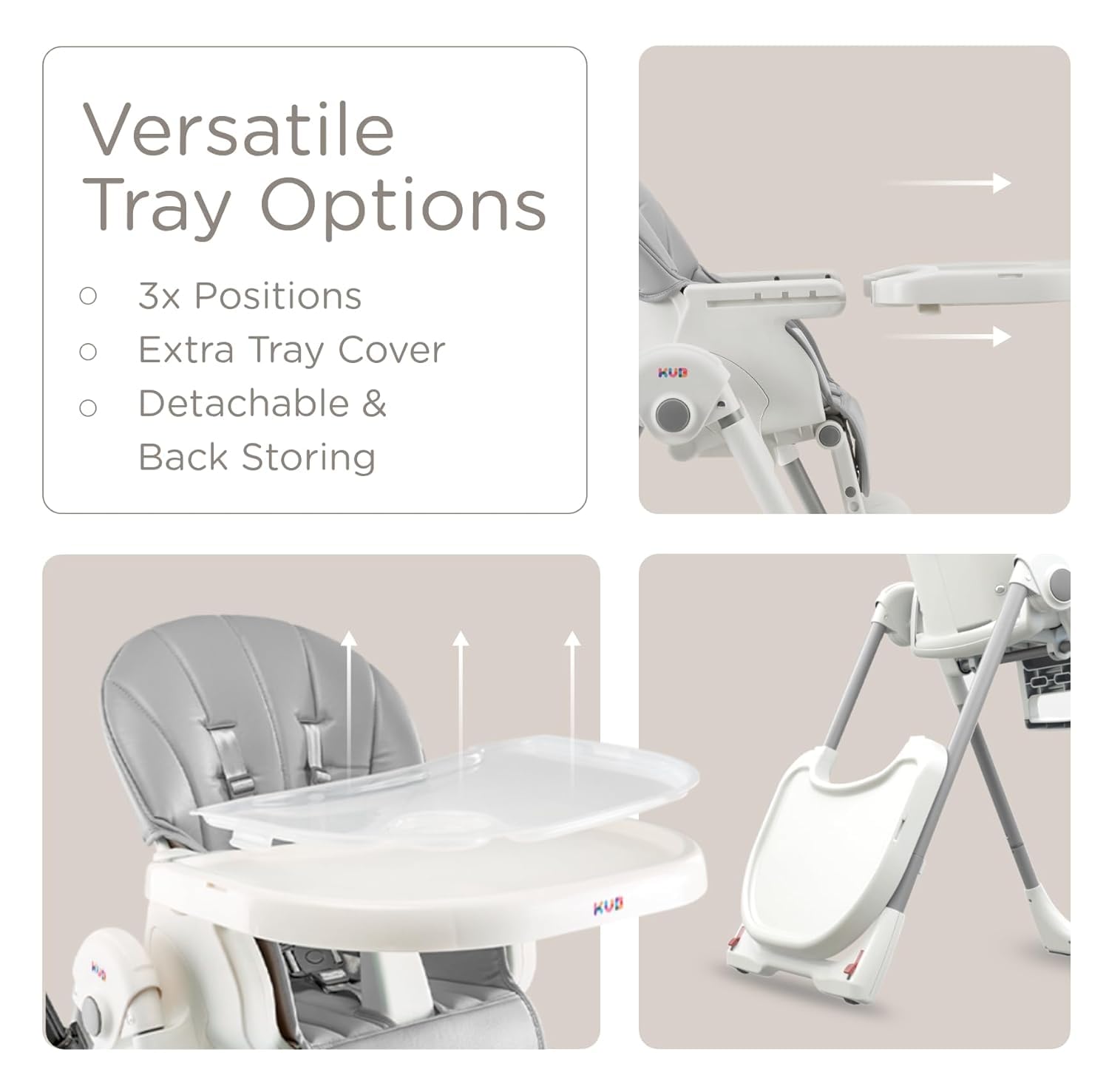 KUB chair grows with your child through adjustable seat and footrest.