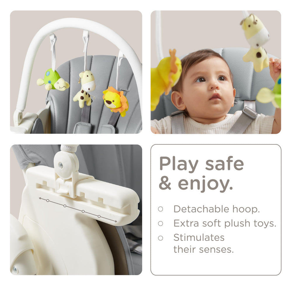 KUB foldable high chair stores compactly in small spaces.
