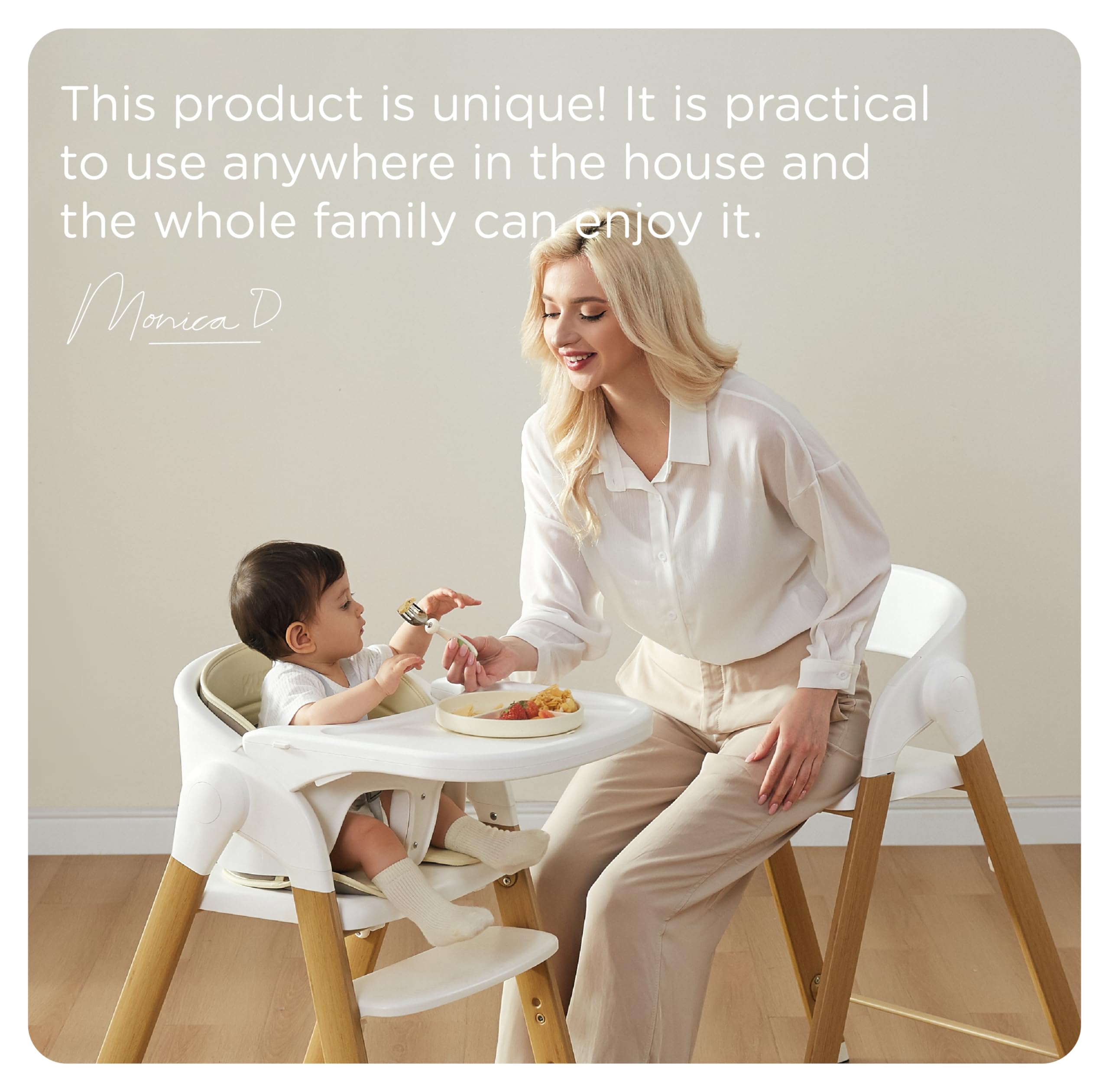 KUB high chair grown-up conversion enables long-term family seating.