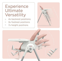 KÜB pink high chair with toy arch for engaging meals
