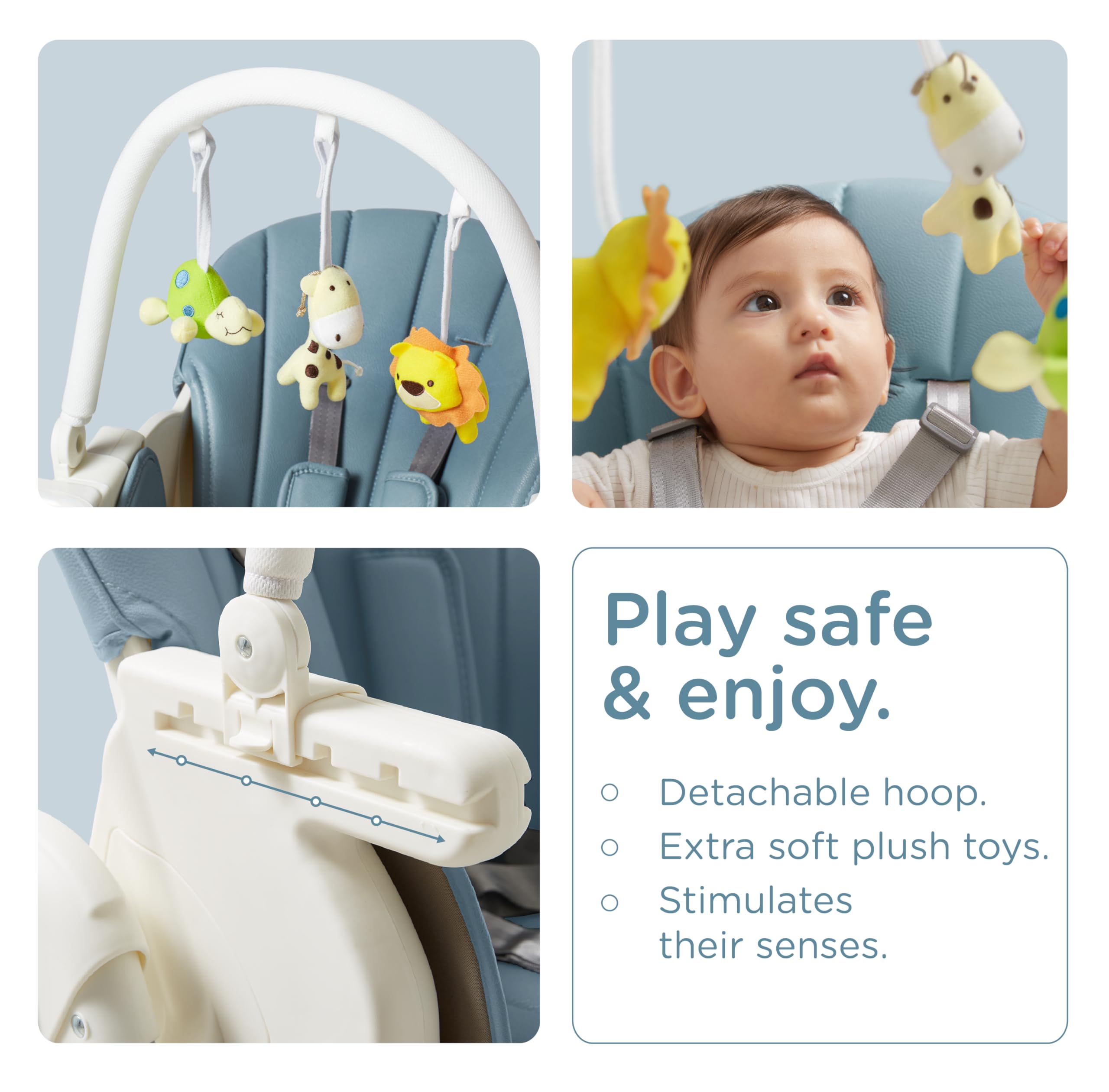 Removable BPA-free tray on the KUB chair for deep cleaning