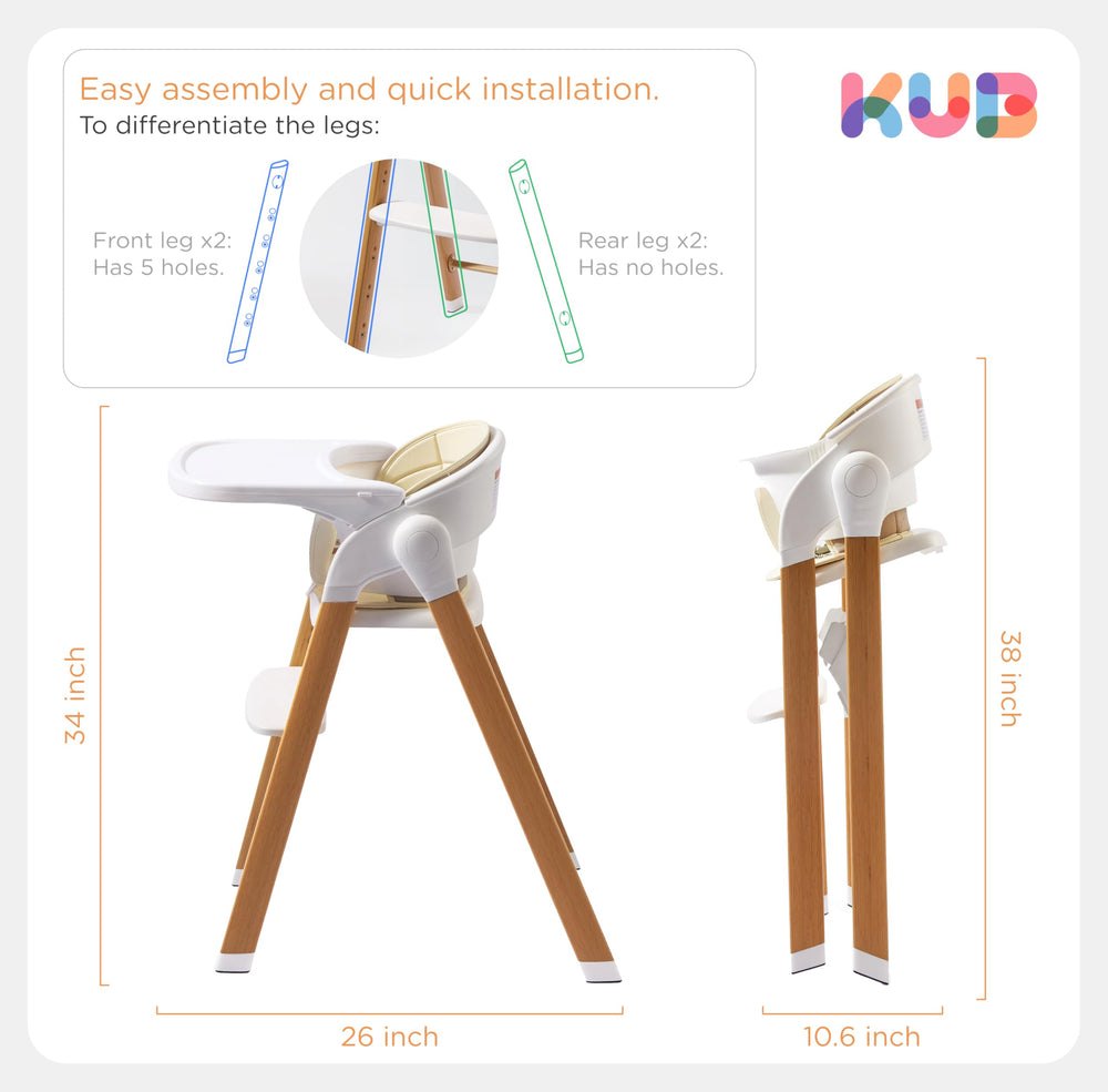 KUB high chair waterproof-cushion handles spills without soaking.