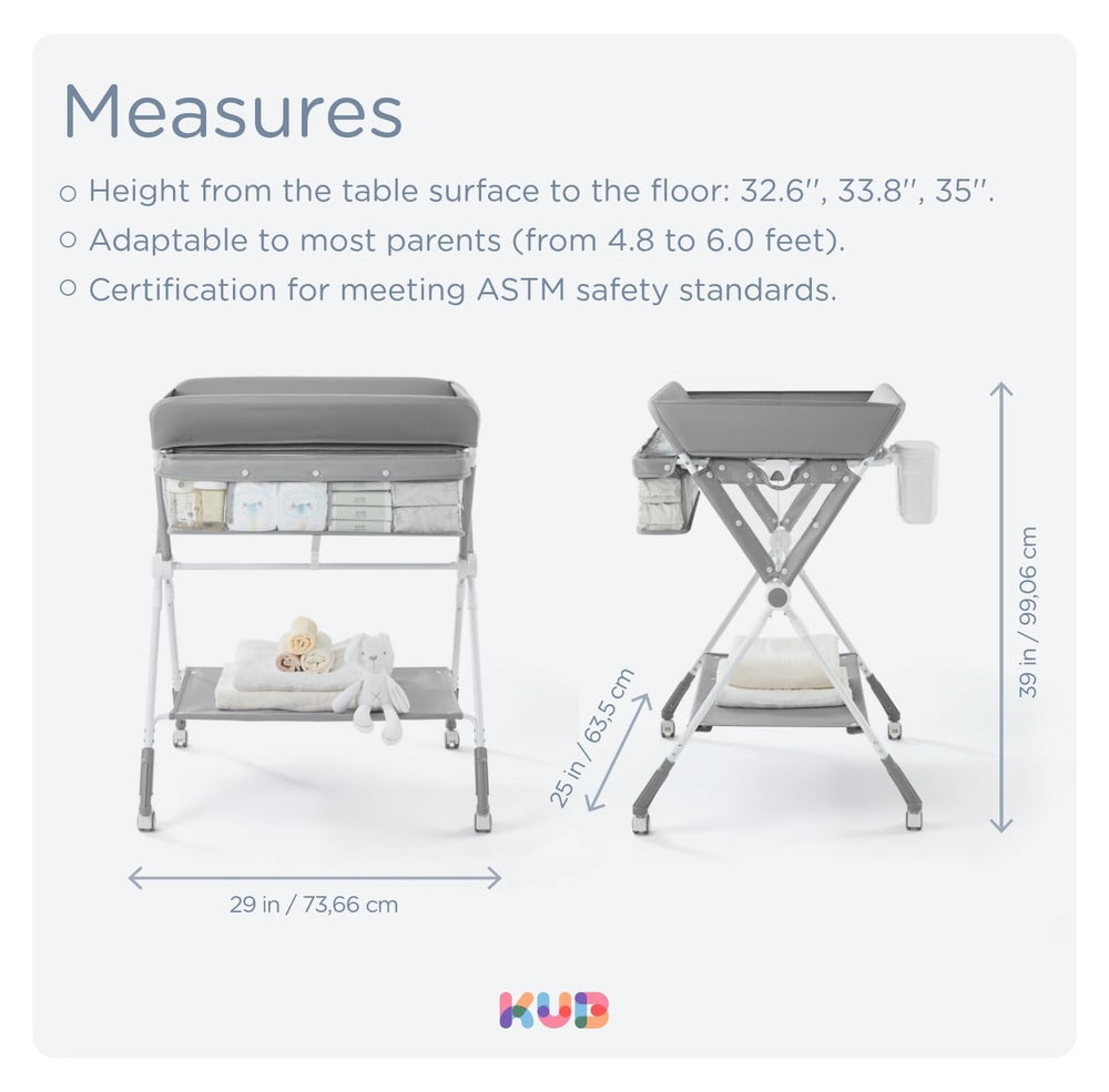 KUB changing table shown in a nursery setup ready for bath-time use
