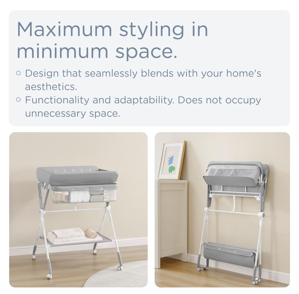 KUB unit with large shelves keeps diapers and wipes within arm’s reach