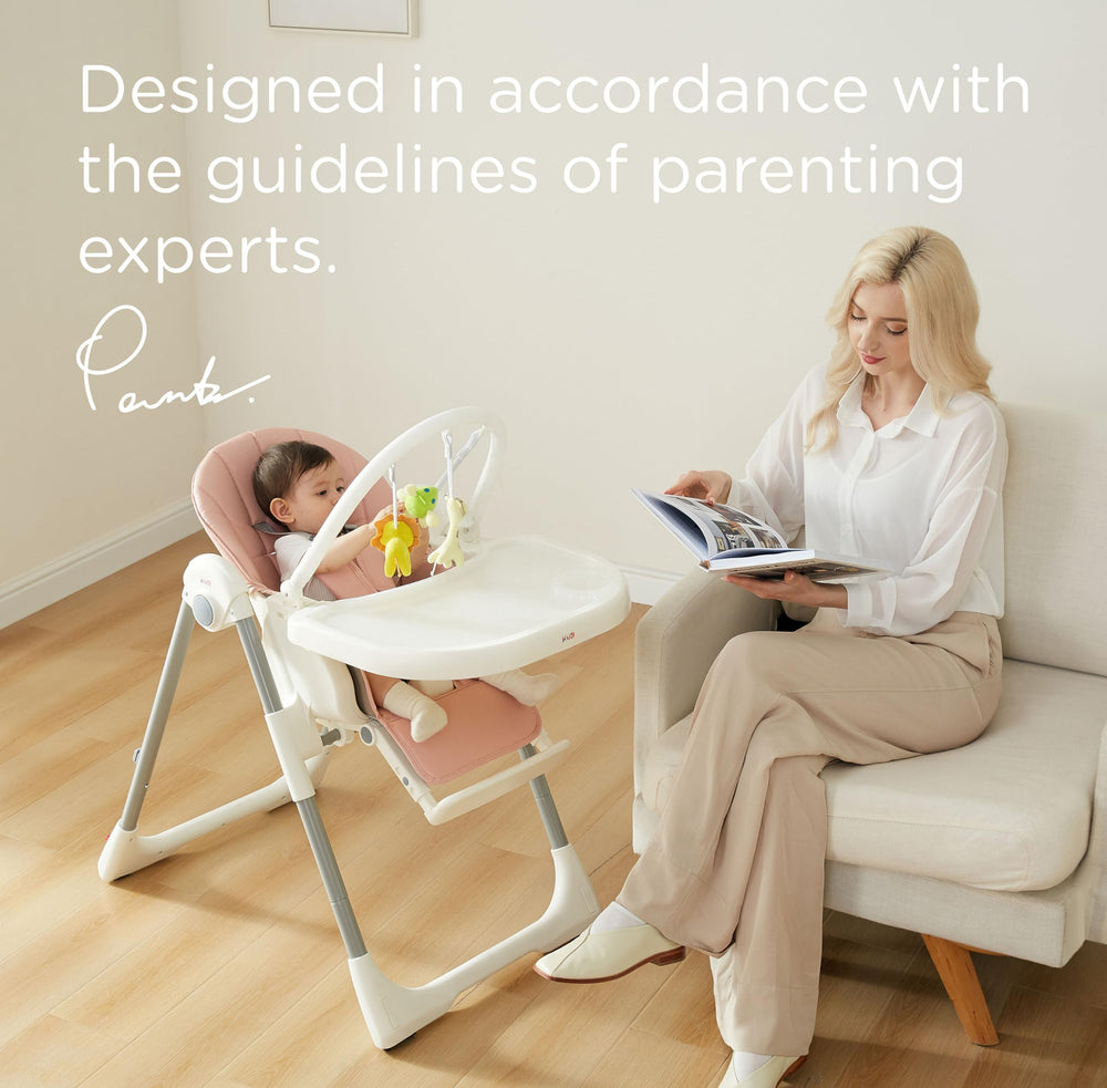 KÜB high chair with 2 locking wheels for easy movement