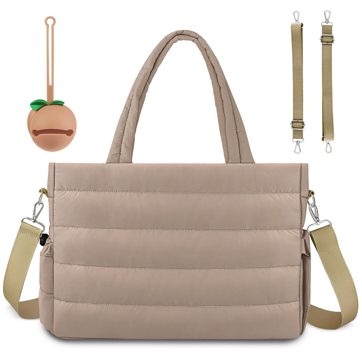KUBYA diaper bag tote demonstrates spacious main compartment ideal for diapers and outfits