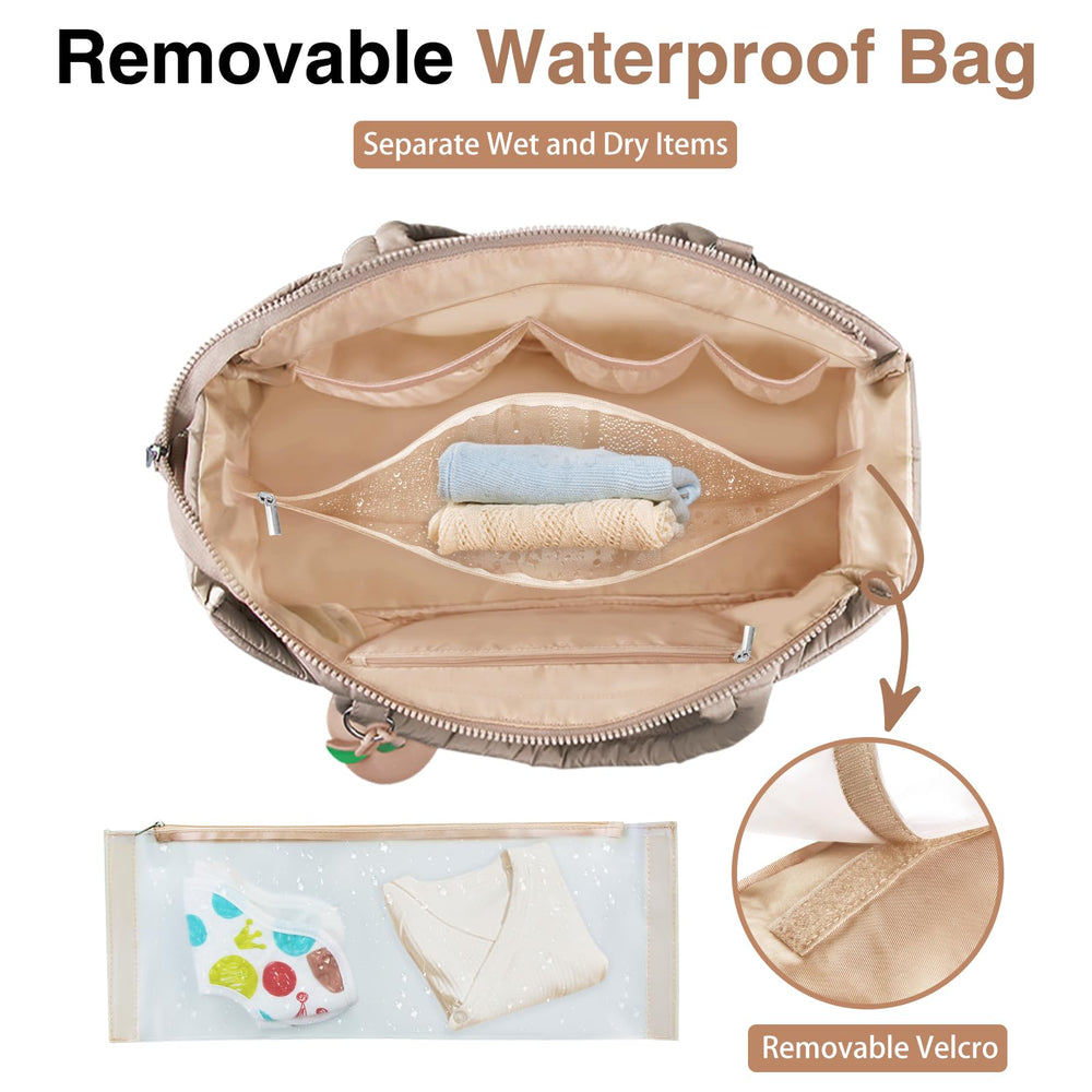 KUBYA diaper bag tote is ultra-light, easing wear on long outings