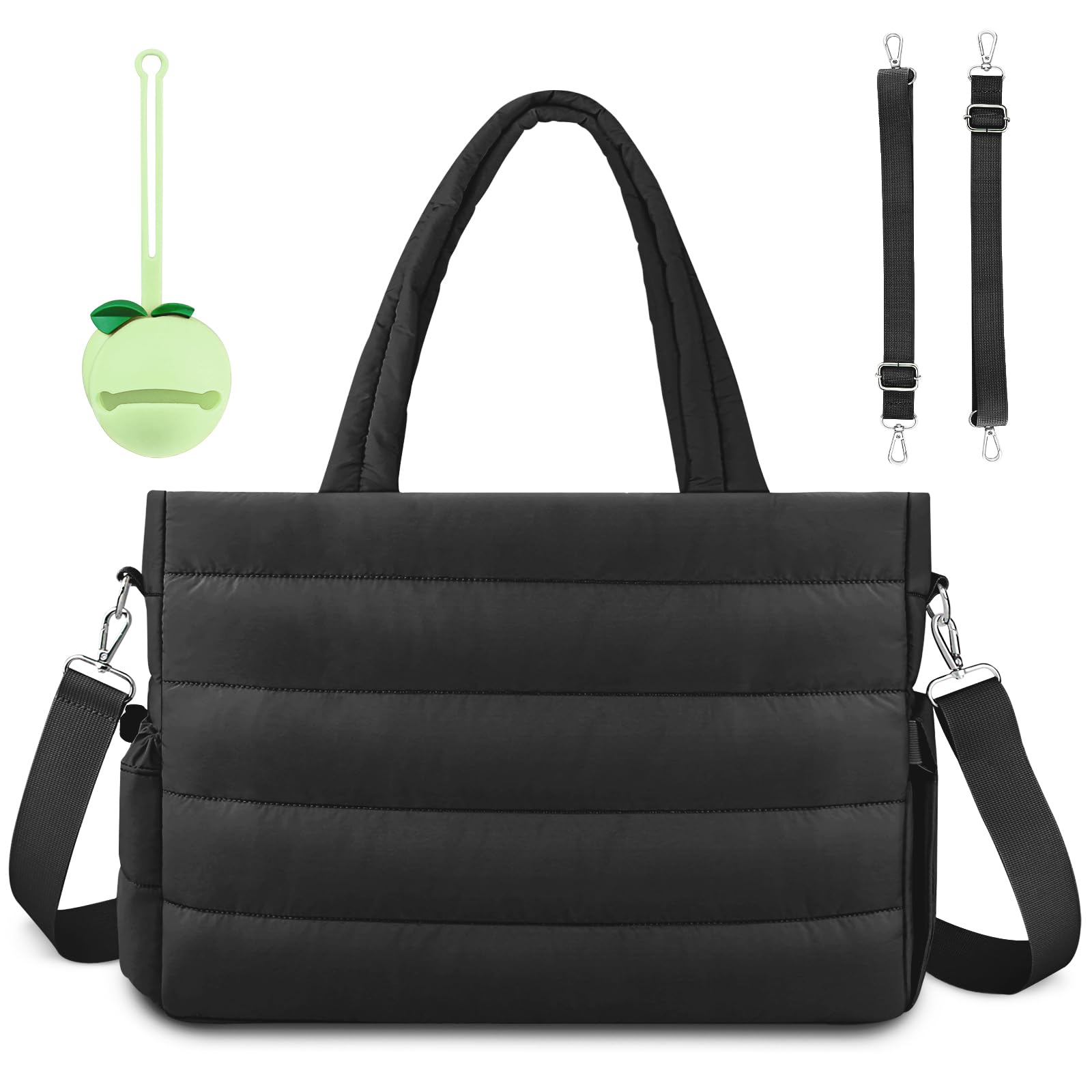 KUBYA diaper bag tote with quilted exterior for stylish, spacious storage